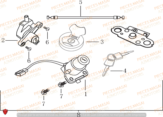 Serrure MASAI Pièces Moto SUPERMOTARD X-RAY 125
