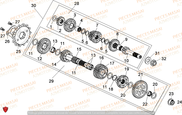 Transmission MASAI Pièces Moto SUPERMOTARD X-RAY 125