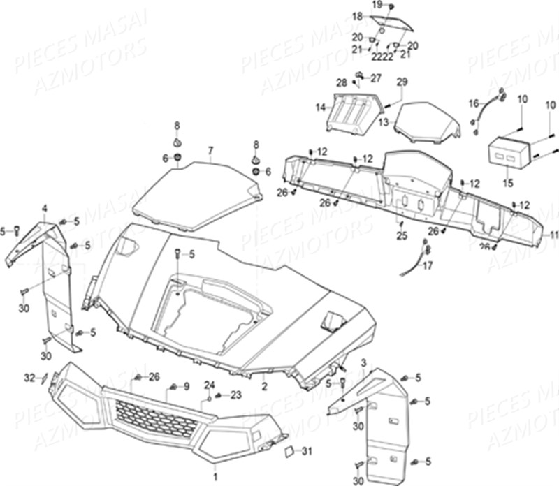 CARROSSERIE AVANT DECORATION AZMOTORS MASAI X1000