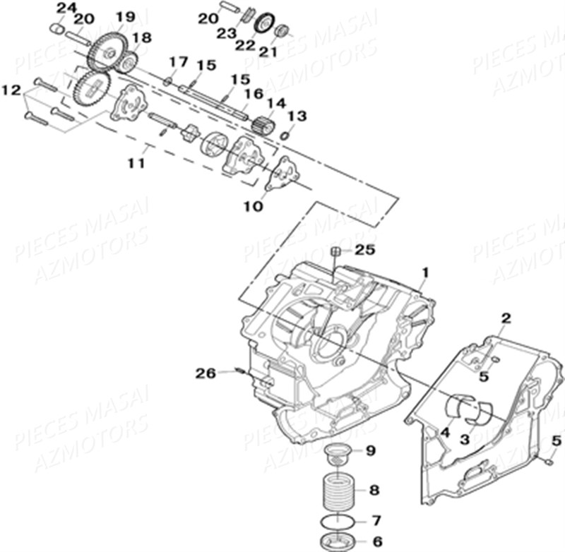 CARTER DROIT POMPE A HUILE AZMOTORS MASAI X1000