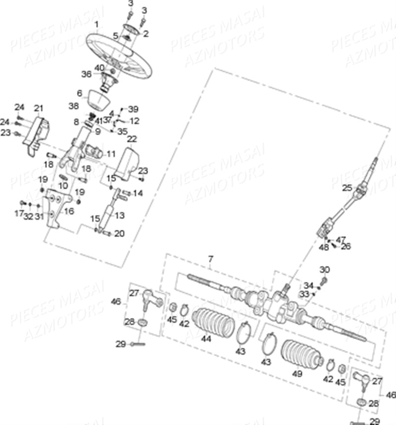 COLONNE DIRECTION AZMOTORS MASAI X1000