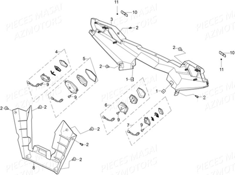 FEUX ARRRIERE AZMOTORS MASAI X1000