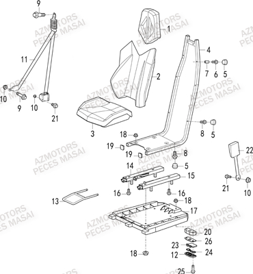 SIEGE PASSAGER pour MASAI X1000