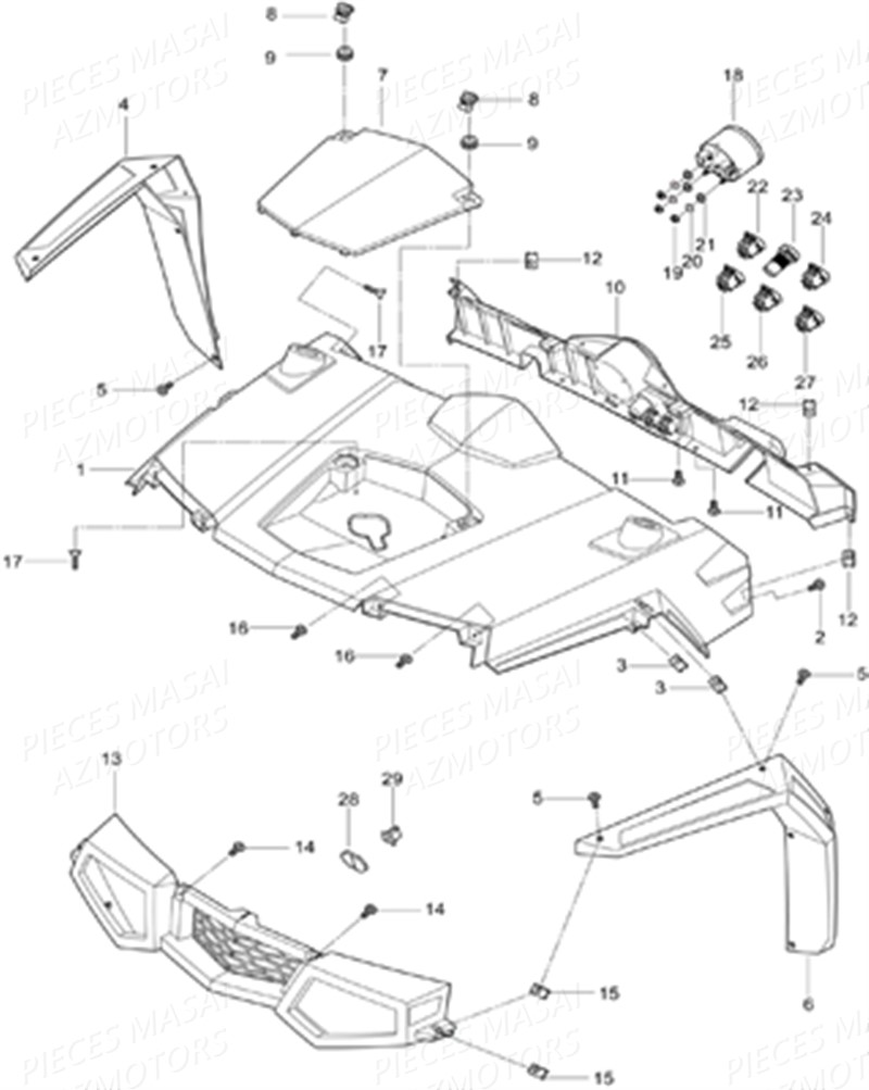 CARROSSERIE AVANT DECORATION AZMOTORS MASAI X300