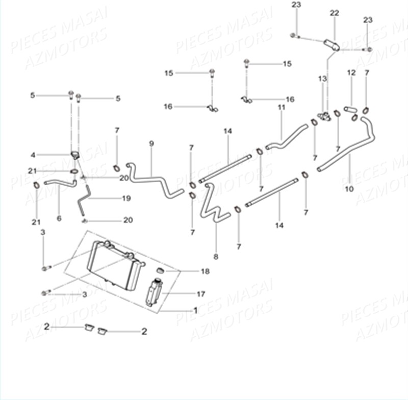 SYSTEME REFROIDISSEMENT AZMOTORS MASAI X300