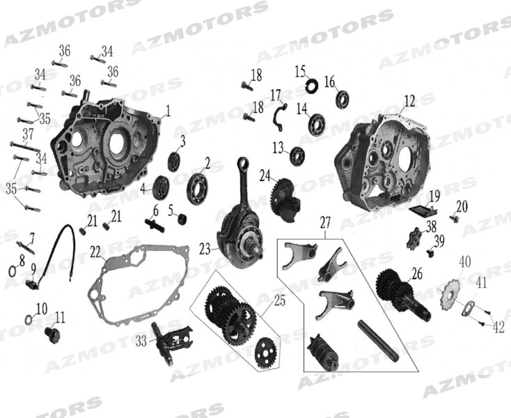 Ensemble Vilebrequin Carter Moteur Pignons MASH 