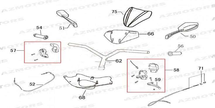 RETROVISEUR DROIT NOIR   XRE4 (Mash) pour GUIDON de MASH BIBOP 50 2T 2013 2017