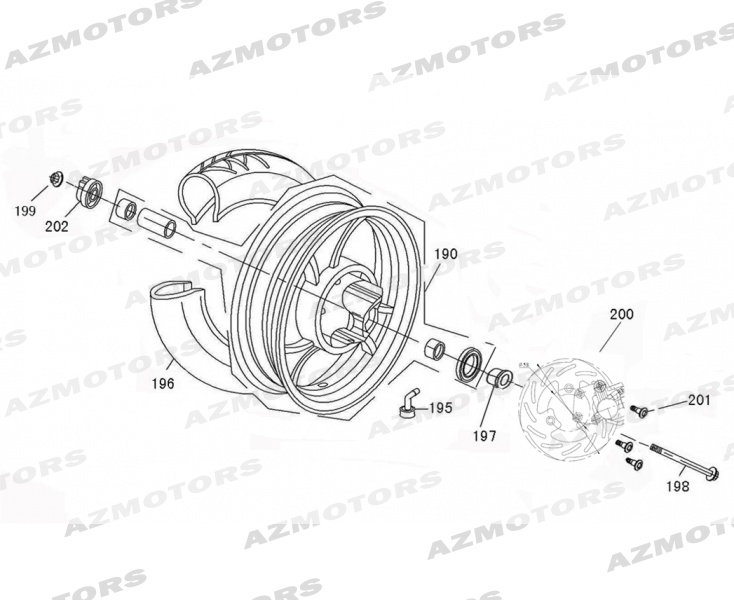 AXE ROUE AVANT BIBOP (Mash) pour ROUE AVANT de MASH BIBOP 50 RACE 4T 2018 2019