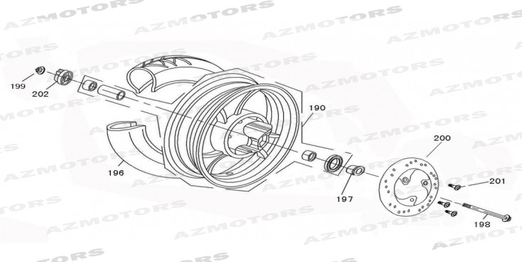 AXE ROUE AVANT BIBOP (Mash) pour ROUE AVANT de MASH BIBOP RACE 50 2T 2013 2017