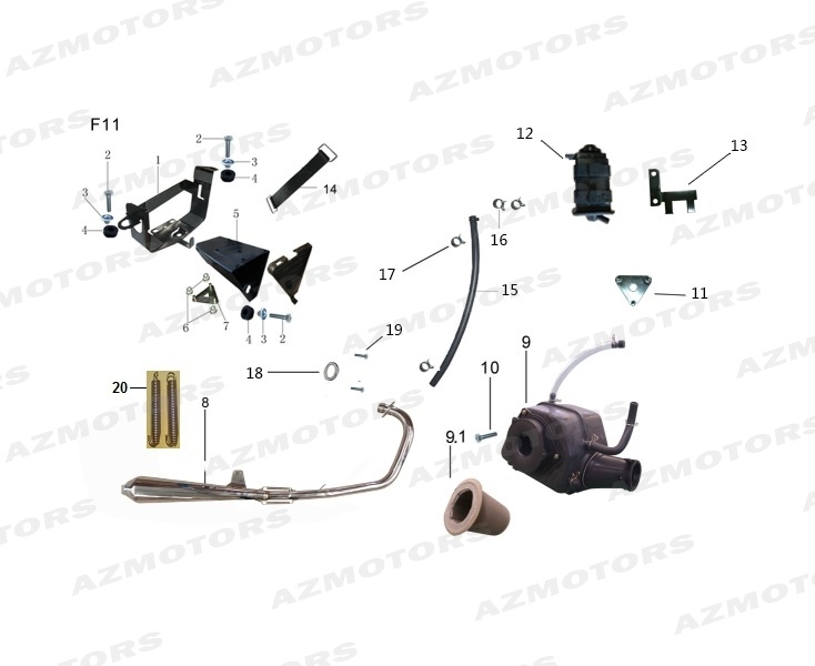 PAIRE RESSORTS ECHAPPEMENT B7  90MM (Mash) pour BOITE A AIR ECHAPPEMENT de MASH BLACK SEVEN 125 Euro4 2017 2020