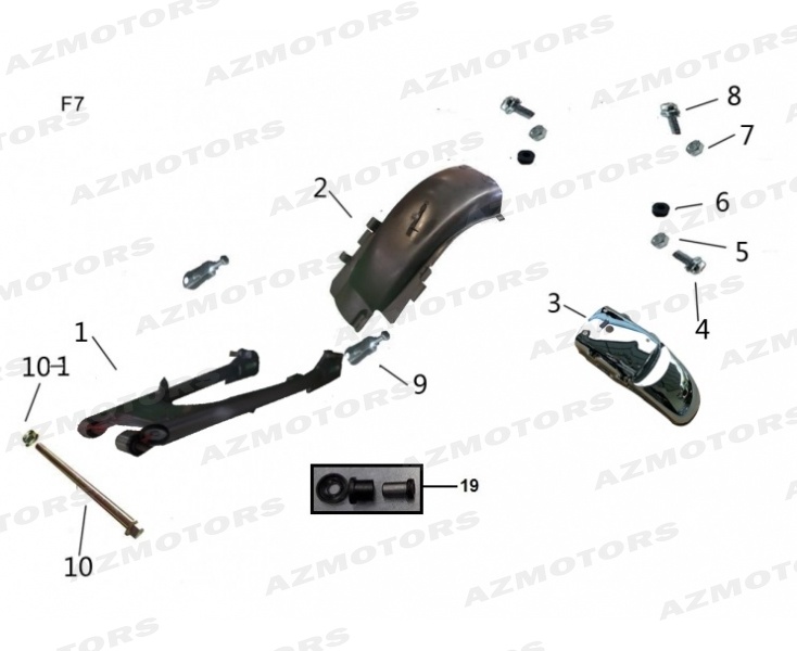 AXE BRAS OSCILL 70/SCR/75/VIN/CR (Mash) pour BRAS OSCILLANT GARDE BOUE ARRIERE de MASH BROWN SEVEN 125 2018 2020