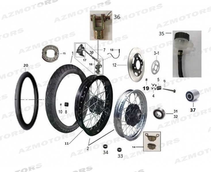 Roue Arriere MASH Pieces MASH CAFE RACER 125 (2013-2016)
