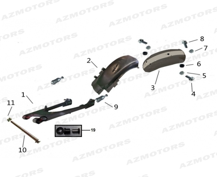 AXE BRAS OSCILL 70/SCR/75/VIN/CR (Mash) pour BRAS OSCILLANT GARDE BOUE ARRIERE de MASH CAFE RACER 125 Euro4 2017 2018