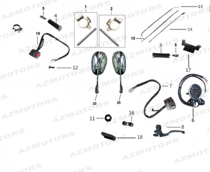 Ensemble Guidon Compteur MASH Pieces MASH CAFE RACER 125 Euro4 (2017-2018)