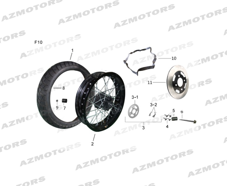 Roue Disque Arriere MASH Pieces MASH CAFE RACER 125 Euro4 (2017-2018)