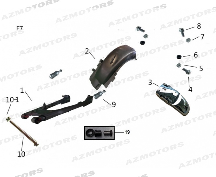 AXE BRAS OSCILL 70/SCR/75/VIN/CR (Mash) pour BRAS OSCILLANT GARDE BOUE ARRIERE de MASH CAFE RACER 125 Euro4 2018 2019