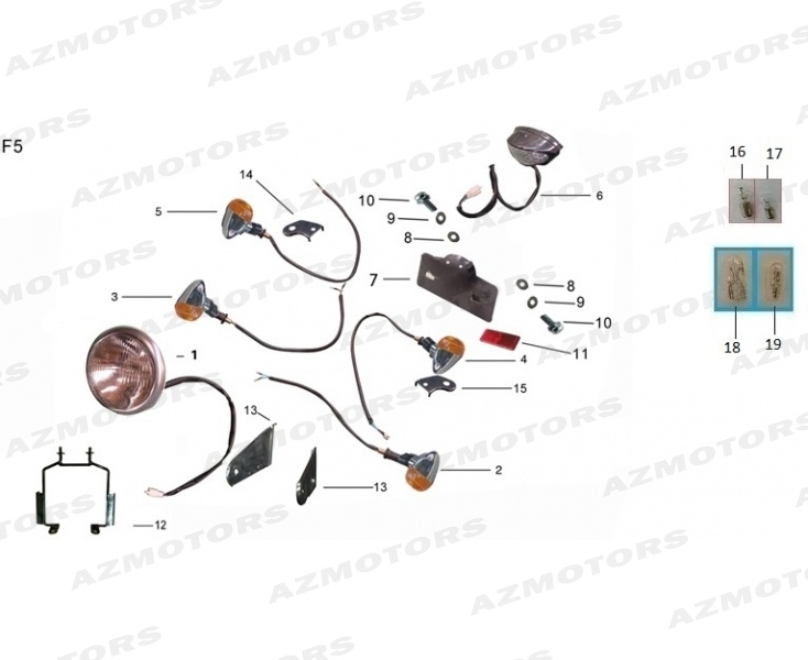 CLIGNOTANT AV DROIT  SCR/CR/2-50 (Mash) pour PHARE FEU CLIGNOTANTS de MASH CAFE RACER 125 Euro4 2018 2019