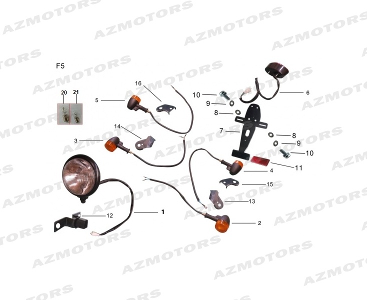 FEU AR  70/SCR/75/VIN/CR/2-50  ECROU 117100006000A (Mash) pour PHARE FEU  CLIGONTANTS de MASH CAFE RACER 250 2015 2016