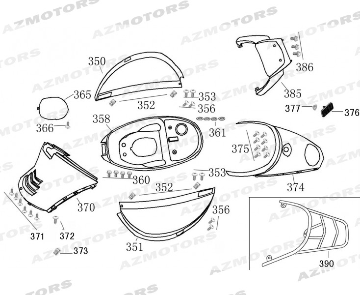 ECROU M6 CITY50/125 (Mash) pour COQUE CENTRALE de MASH CITY 4T 50 2016 2017