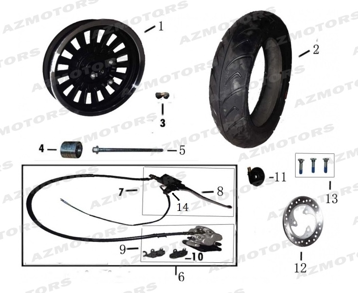 AXE ROUE AVANT BIBOP (Mash) pour ROUE AVANT de MASH CITY CRUISE 50 4T 2018 2019