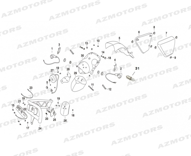 Garde Boue Arriere Caches Latereaux Clignotants MASH Pieces MASH DIRT TRACK 125 (2018)