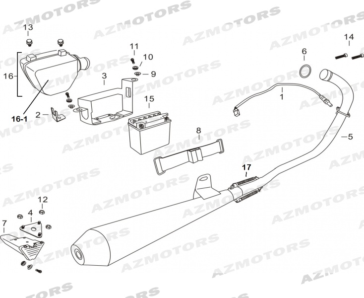 Batterie Boitier Filtre A Air Echappement MASH pieces MASH DIRT TRACK 250 (2019-2020)