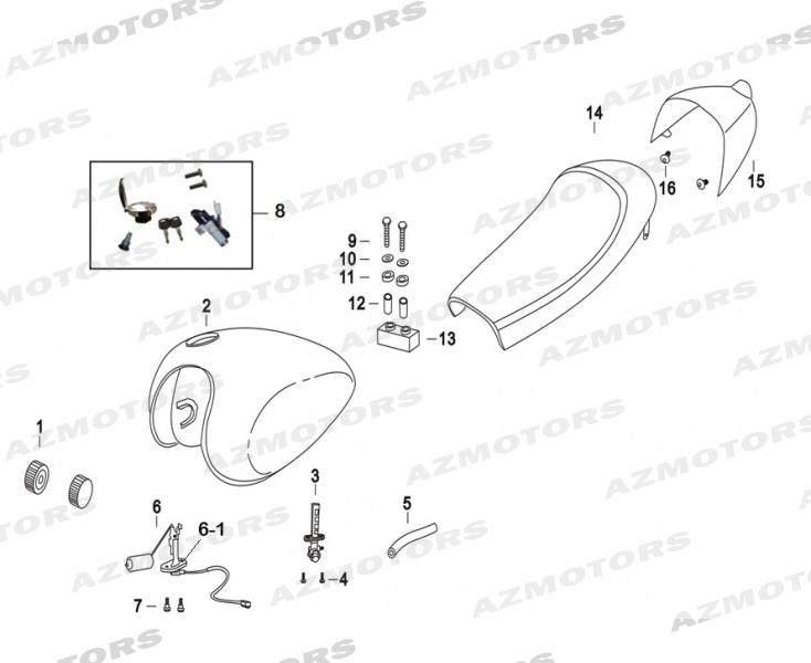 Reservoir Selle Kit Serrure MASH MASH DIRT TRACK 50 (2018-2019)