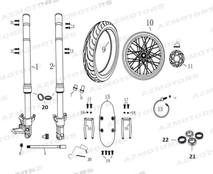 Bras Fourche Roue Avant MASH 