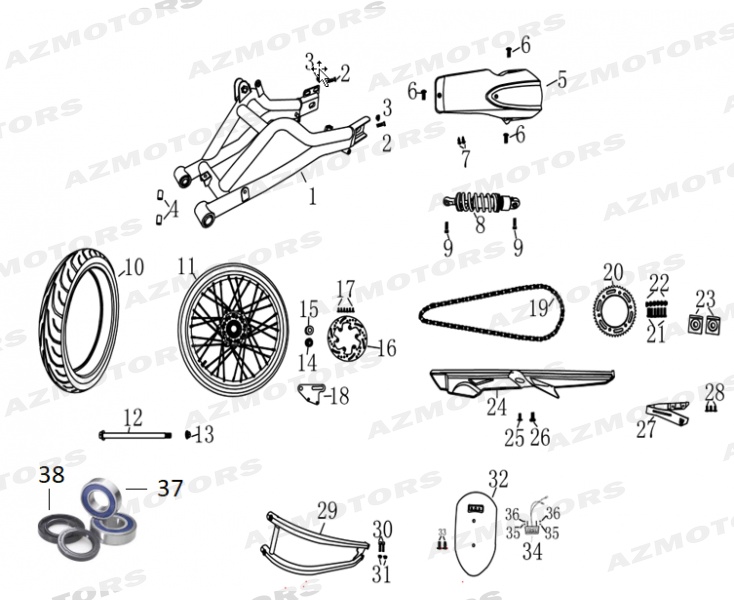 Bras Oscillant Amortisseur Roue Arriere MASH 