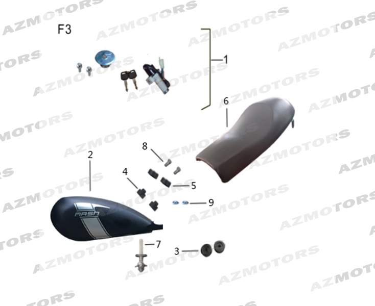 Selle Reservoir Kit Serrure MASH Pieces MASH FIFTY 4T 50 (2017)