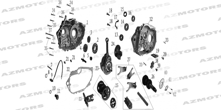 ENSEMBLE_CARTER_MOTEUR_VILEBREQUIN_PIGNONS MASH Pièces MASH FIVE HUNDRED 400 - Euro3 (2014-2016)