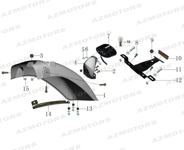 ECROU M6 FH/SR (Mash) pour GARDE BOUE FEU ARRIERE de MASH FIVE HUNDRED 400 2014 2016 Euro3