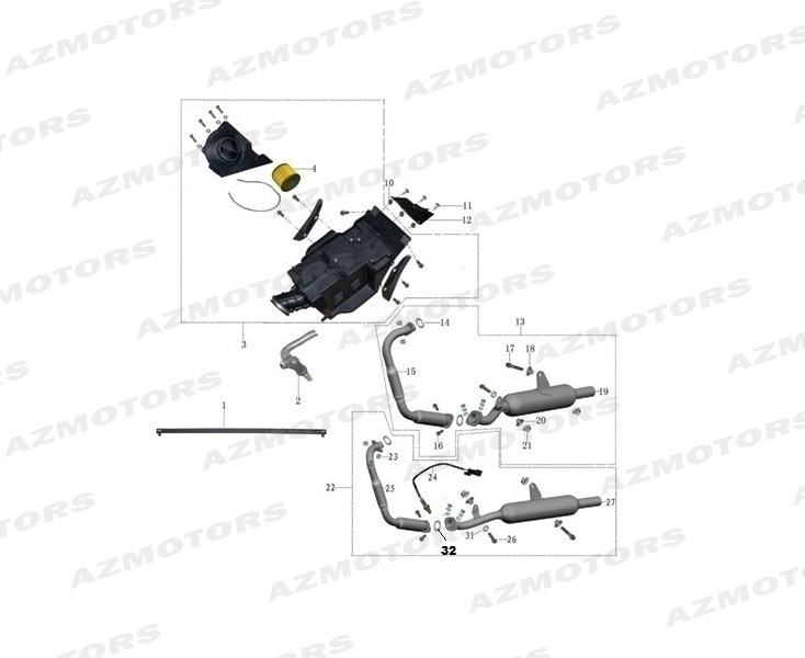 Echappement Filtre Air MASH Pieces MASH FIVE HUNDRED 400 - Moteur gris (2017-2019)