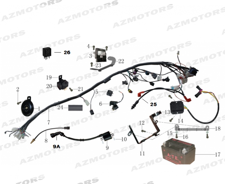 VIS M6X10  DELPHI FH (Mash) pour COMPOSANTS ELECTRIQUE de MASH FIVE HUNDRED 400 2018 2020