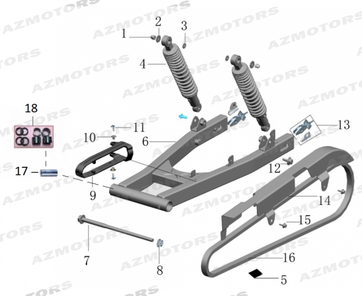 Bras Oscillant Amortisseur MASH Pieces MASH FORCE 400 ARMY (2019)