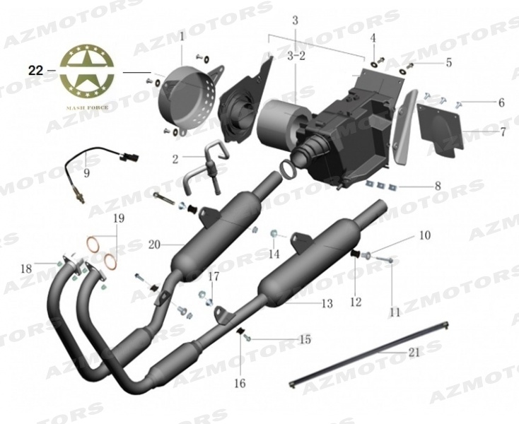 ECHAPPEMENT FILTRE A AIR MASH MASH FORCE 400 ARMY 2019