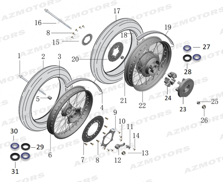 Roue Avant Arriere MASH Pieces MASH FORCE 400 ARMY (2019)