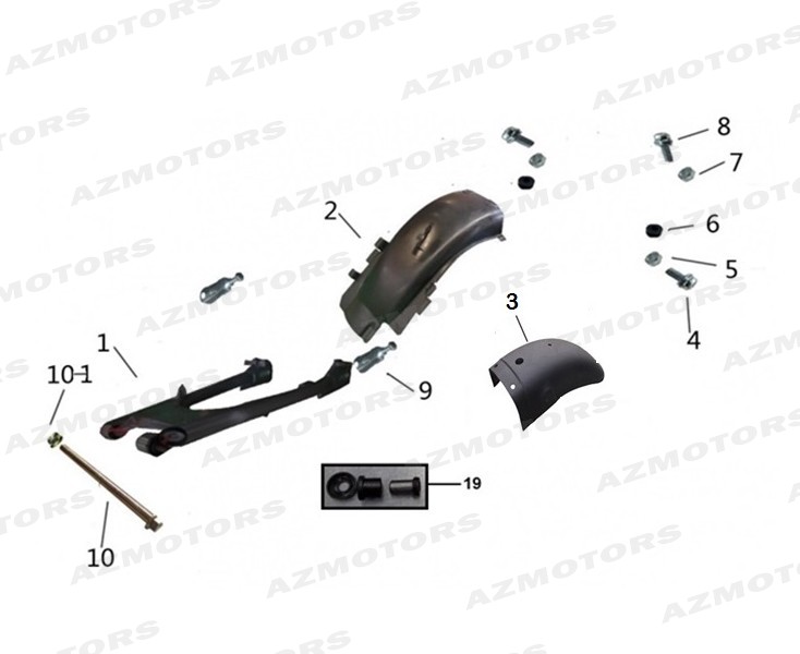 AXE BRAS OSCILL 70/SCR/75/VIN/CR (Mash) pour BRAS OSCILLANT GARDE BOUE AR de MASH NEW SEVENTY 125 2019 2020
