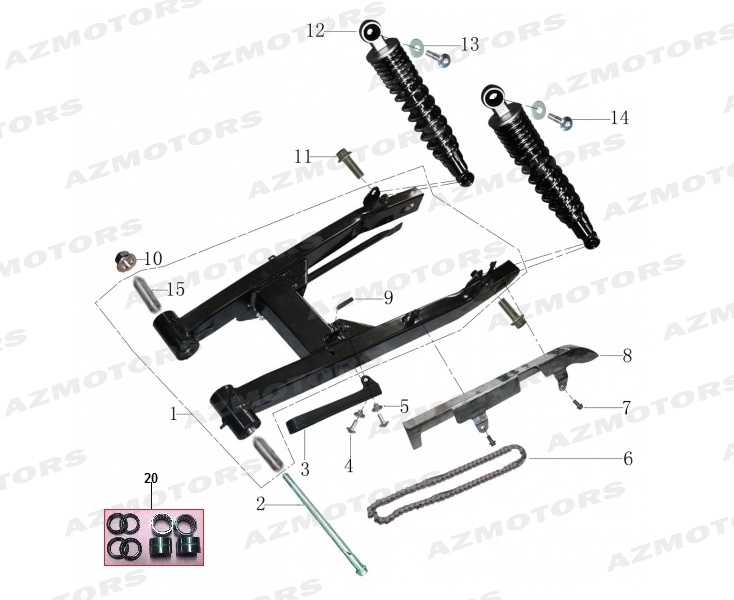 Bras Oscillant Amortisseur MASH Pieces MASH SCRAMBLER 400 (2015-2016)