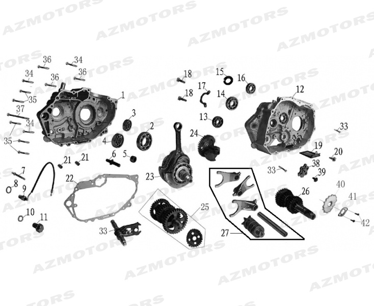 ENSEMBLE_VILEBREQUIN_CARTER_MOTEUR_PIGNONS MASH Pieces MASH SCRAMBLER 400 (2015-2016)