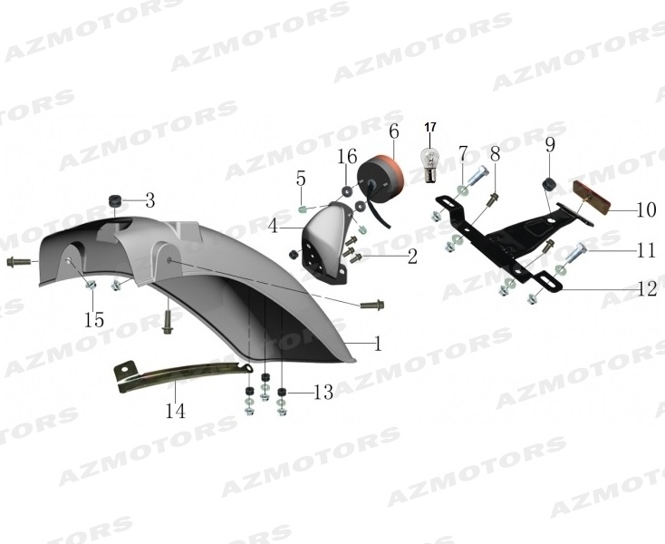 ECROU M6 FH/SR (Mash) pour GARDE BOUE FEU ARRIERE de MASH SCRAMBLER 400 2015 2016