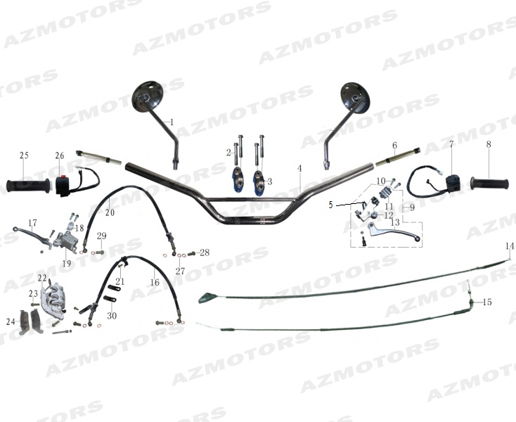 Guidon Commodos Frein Avant MASH Pieces MASH SCRAMBLER 400 Euro4 (2017-2020)