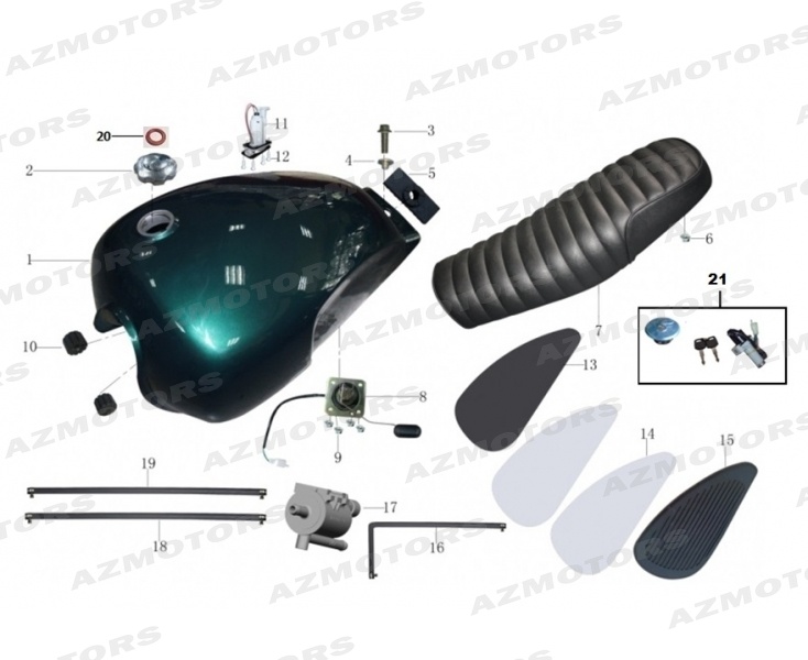 Selle Reservoir Kit Serrure MASH Pieces MASH SCRAMBLER 400 Euro4 (2017-2020)