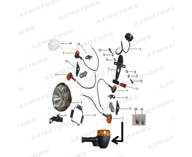 FEU AR  70/SCR/75/VIN/CR/2-50  ECROU 117100006000A (Mash) pour PHARE de MASH SEVENTY FIVE VINTAGE 125 2012 2016