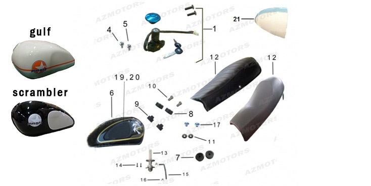 SELLE BI-PLACE NOIR A LISERET BLANC (Mash) pour RESERVOIR de MASH SEVENTY FIVE VINTAGE 125 2012 2016
