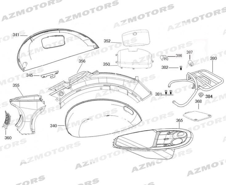 Coques Laterales Coffre Porte Paquet MASH Pieces MASH SIXTY 125 4T Euro 4 (2017-2019)