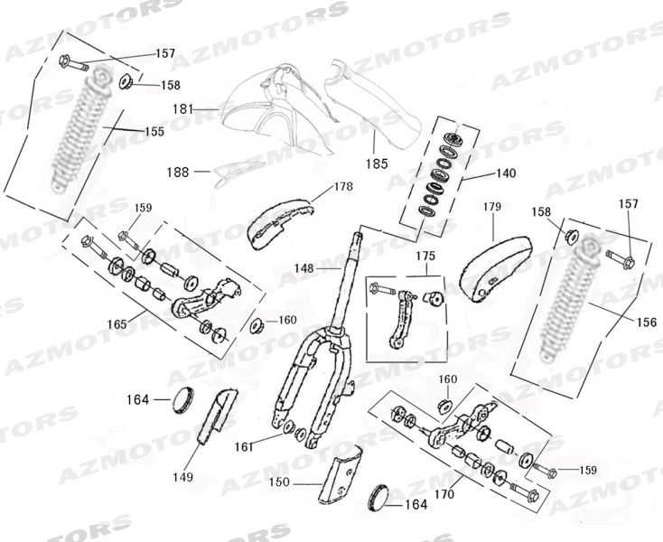 Fourche Garde Boue Avant MASH Pieces MASH SIXTY 125 4T Euro 4 (2017-2019)