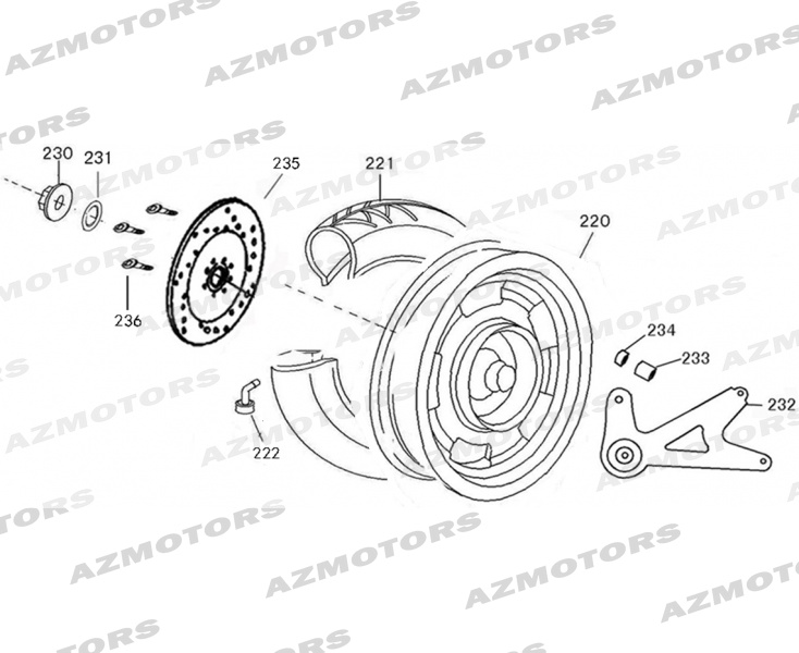 Roue Arriere MASH Pieces MASH SIXTY 125 4T Euro 4 (2017-2019)