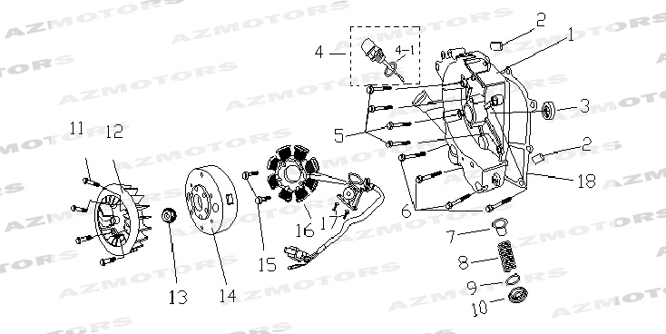 Carter Droit Rotor Stator MASH Pieces MASH SIXTY FOUR 50 4T (2013-2014)