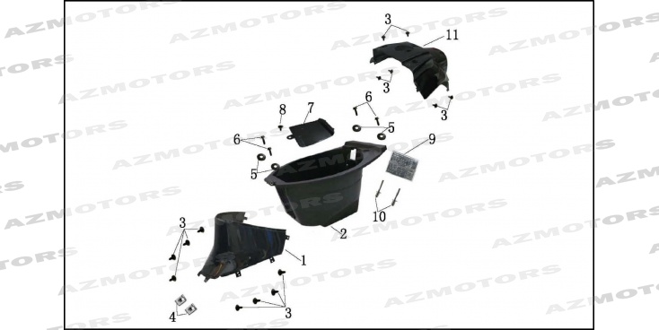 Coque Centrale Arriere Coffre MASH Pieces MASH SIXTY FOUR 50 4T (2013-2014)